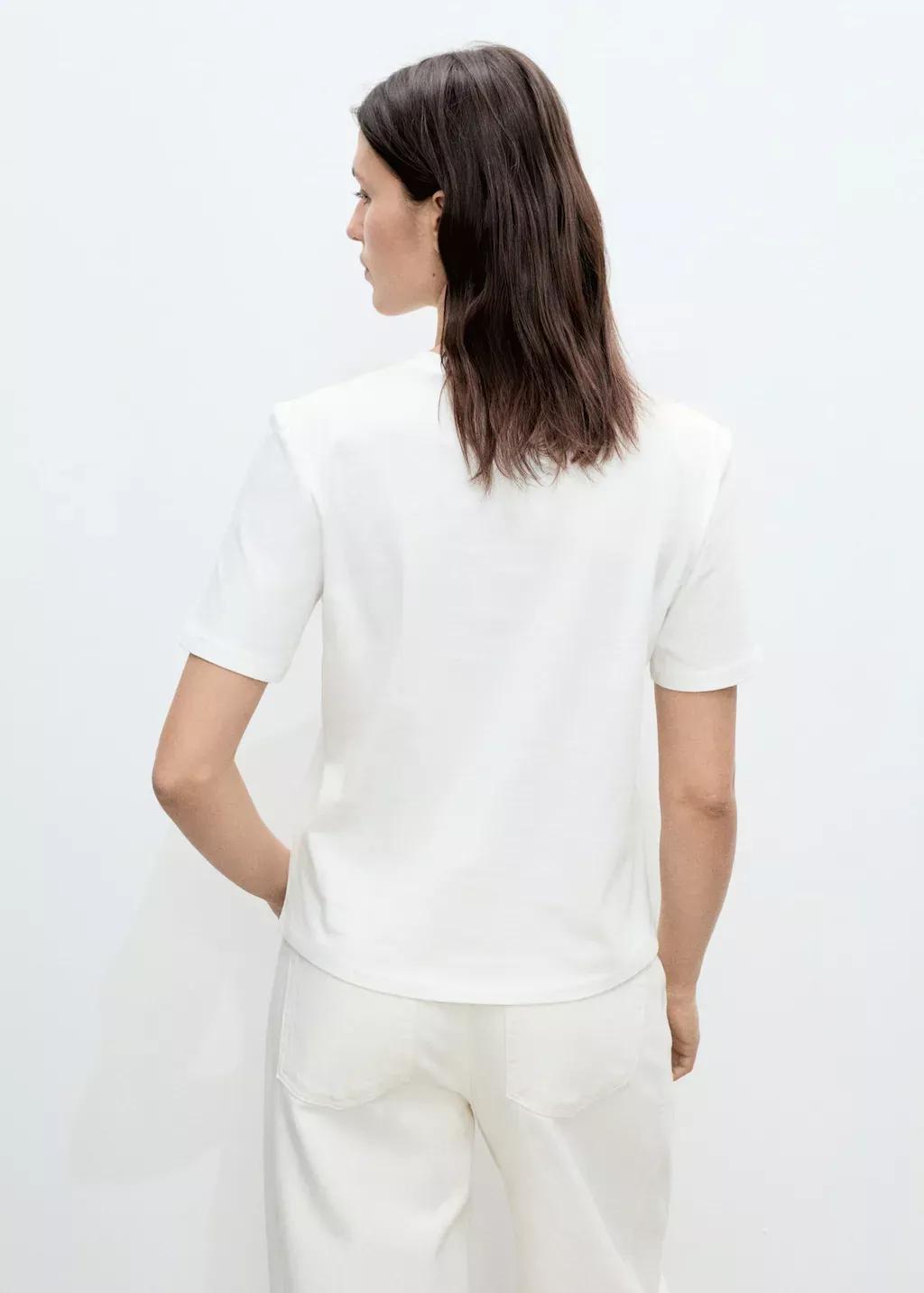 White Crochet Embroidered T-Shirt, , large image number 4