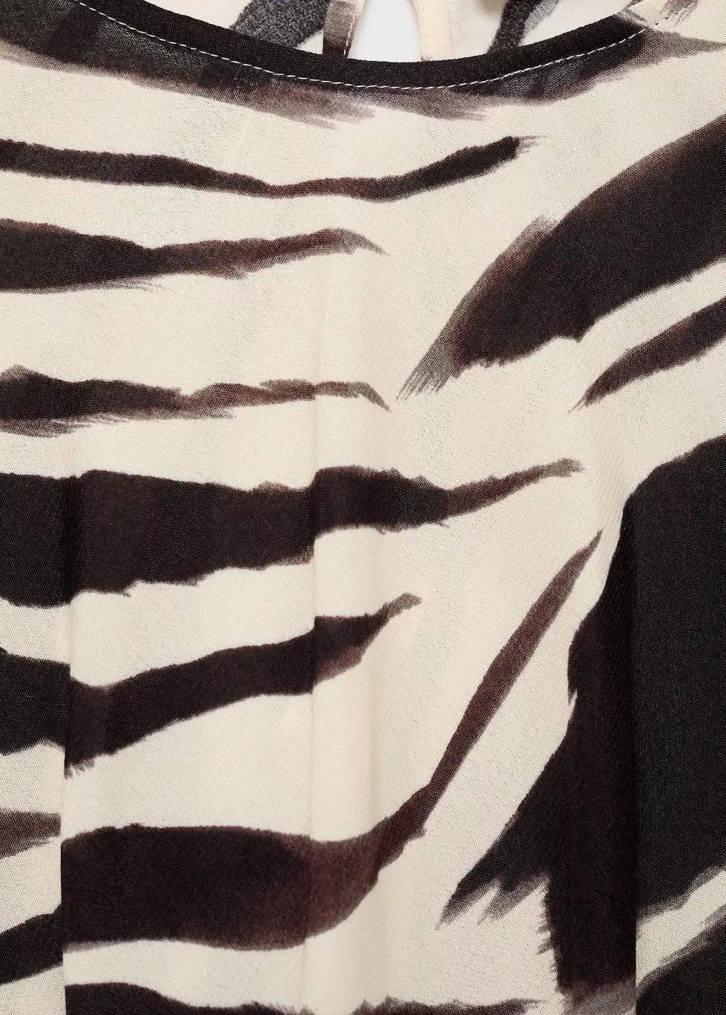 Beige Zebra-Print Midi-Dress, , large image number 4