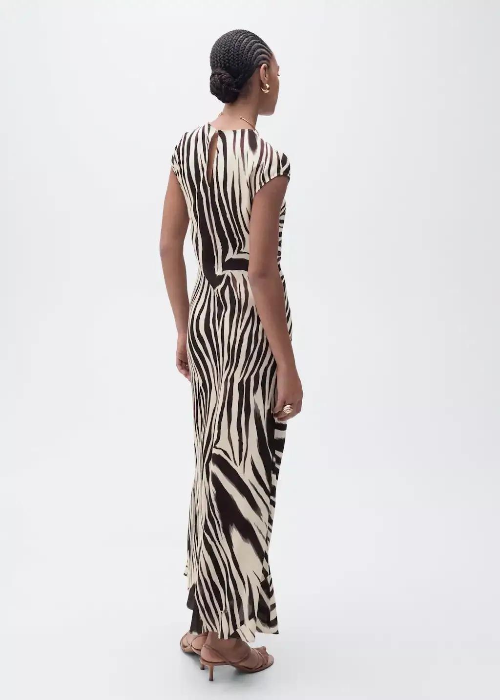 Beige Zebra-Print Midi-Dress, , large image number 5