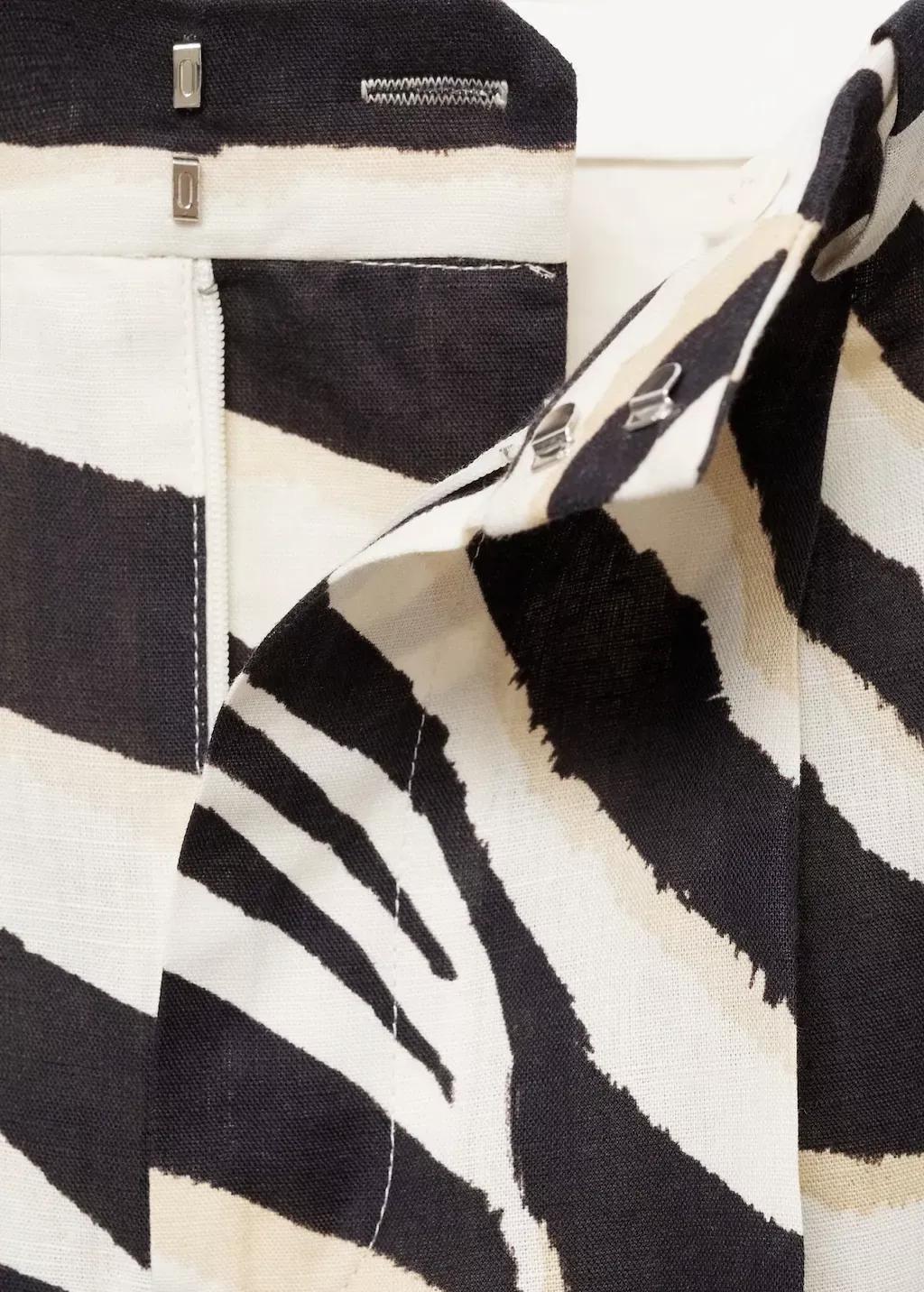 Beige Striped Casual Trousers, , large image number 2