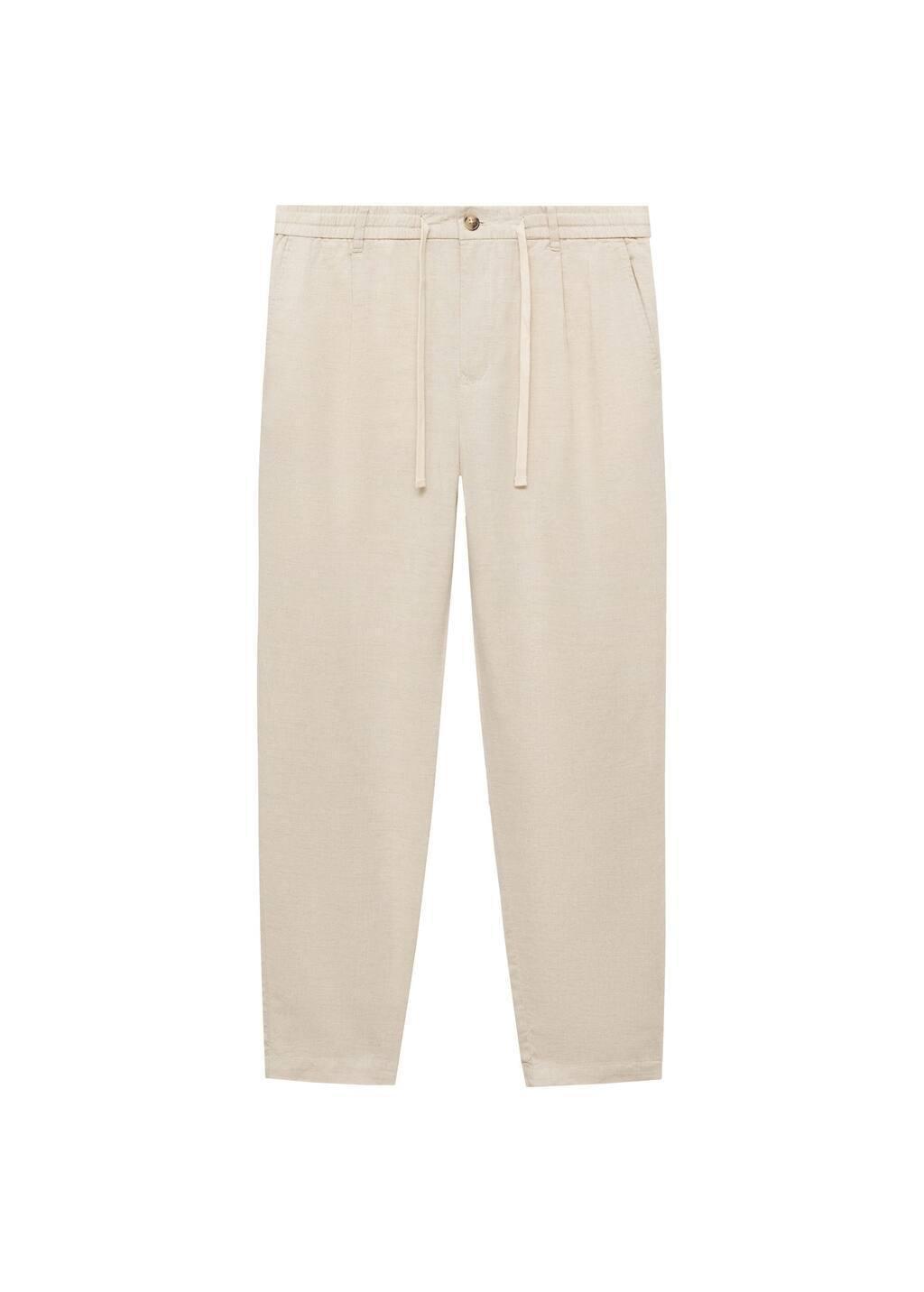 Beige Plain Casual Trousers, , large image number 2