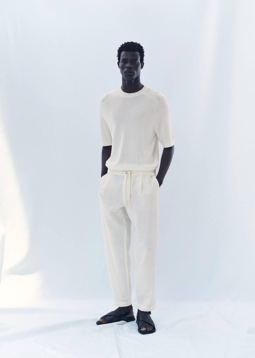 Beige Plain Casual Trousers, , large image number 6