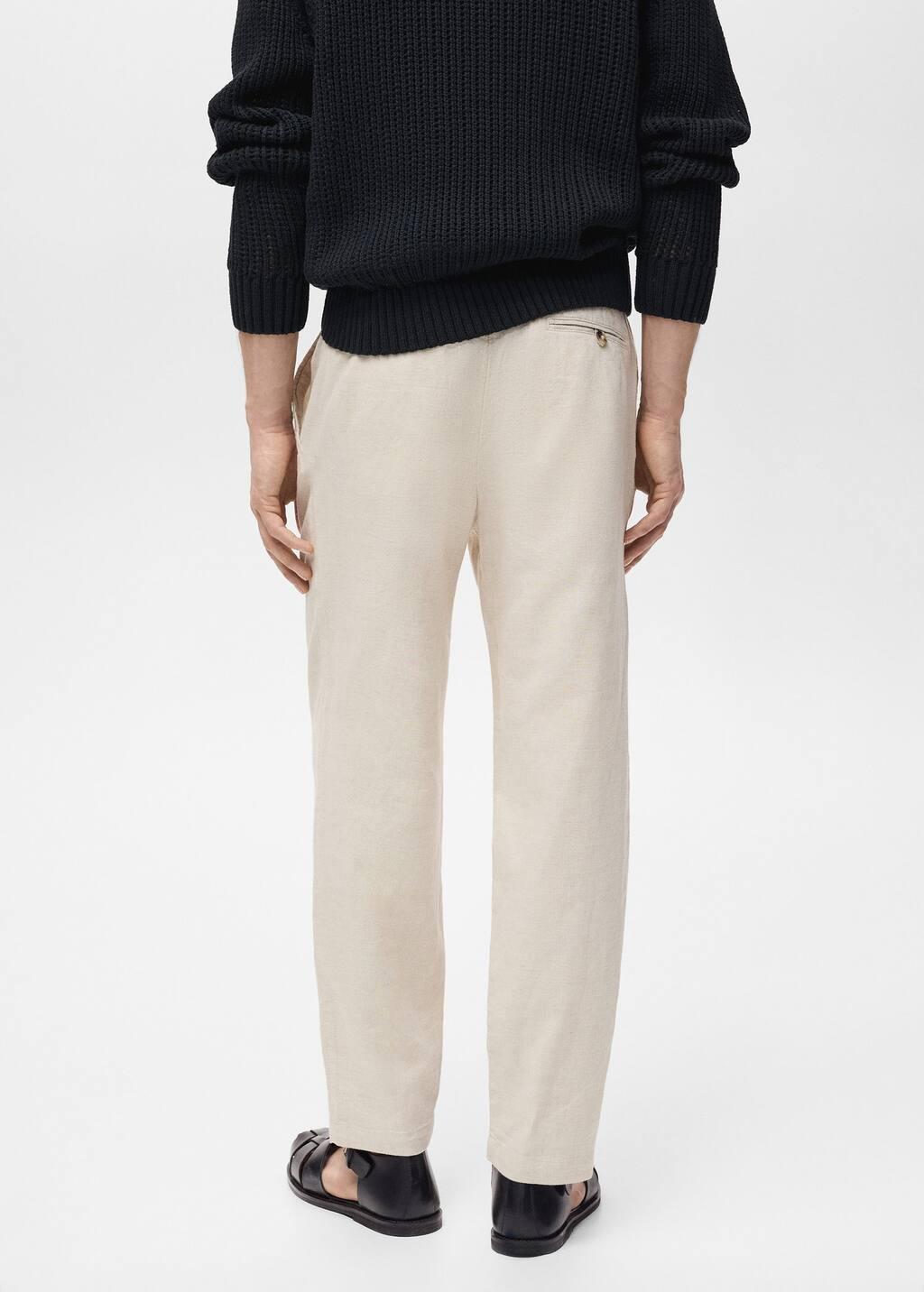 Beige Plain Casual Trousers, , large image number 7