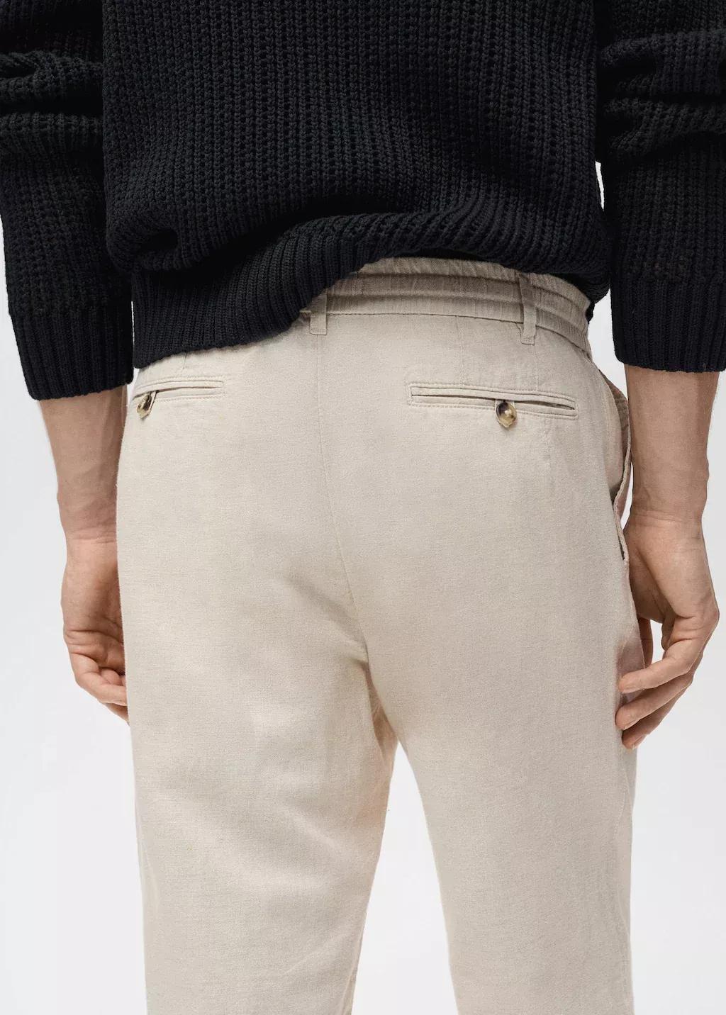 Beige Plain Casual Trousers, , large image number 8
