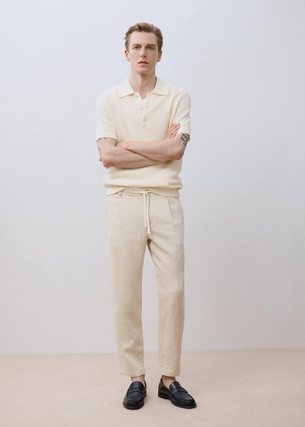 Beige Plain Casual Trousers, , large image number 9