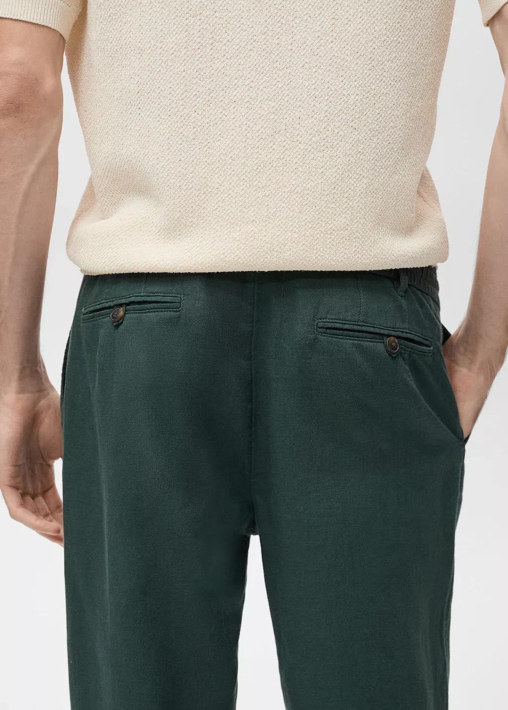 Green Slim-Fit Trousers With Drawstring, , large image number 4