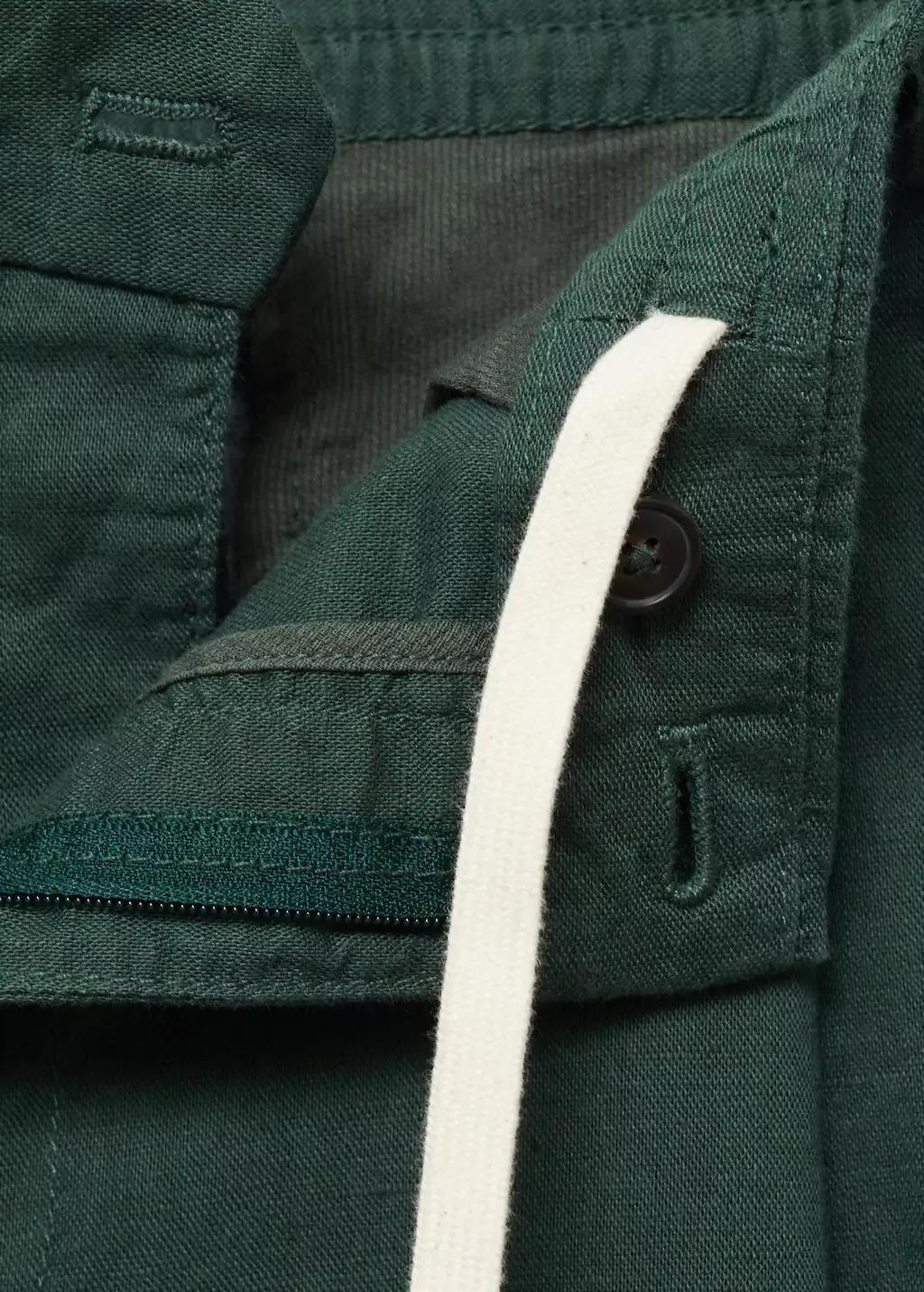 Green Slim-Fit Trousers With Drawstring, , large image number 5