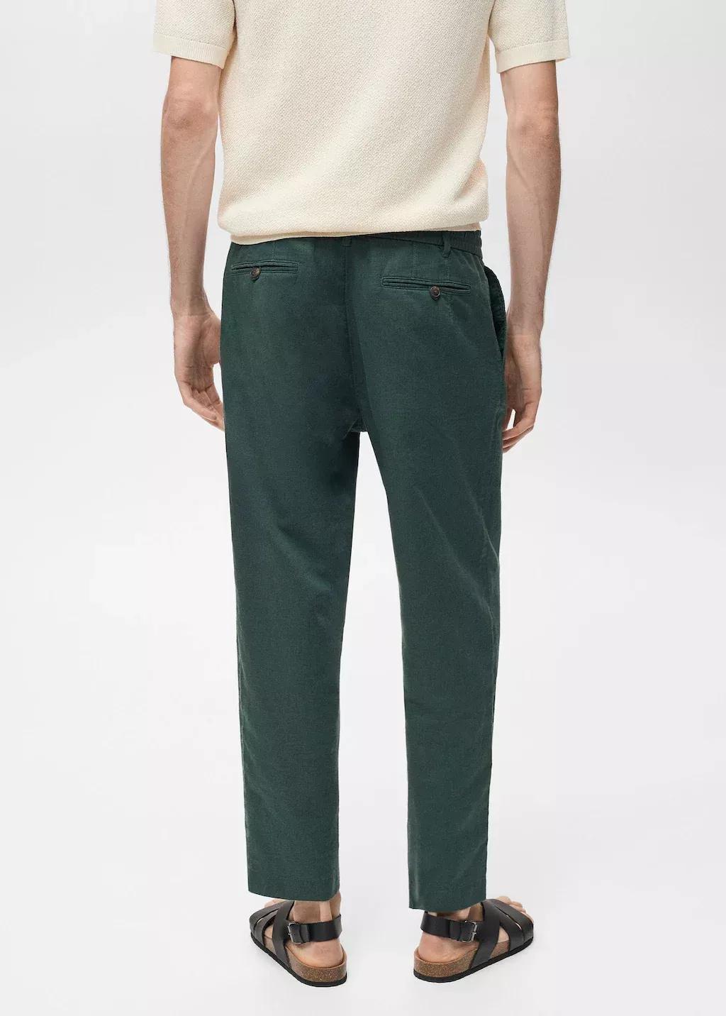 Green Slim-Fit Trousers With Drawstring, , large image number 6