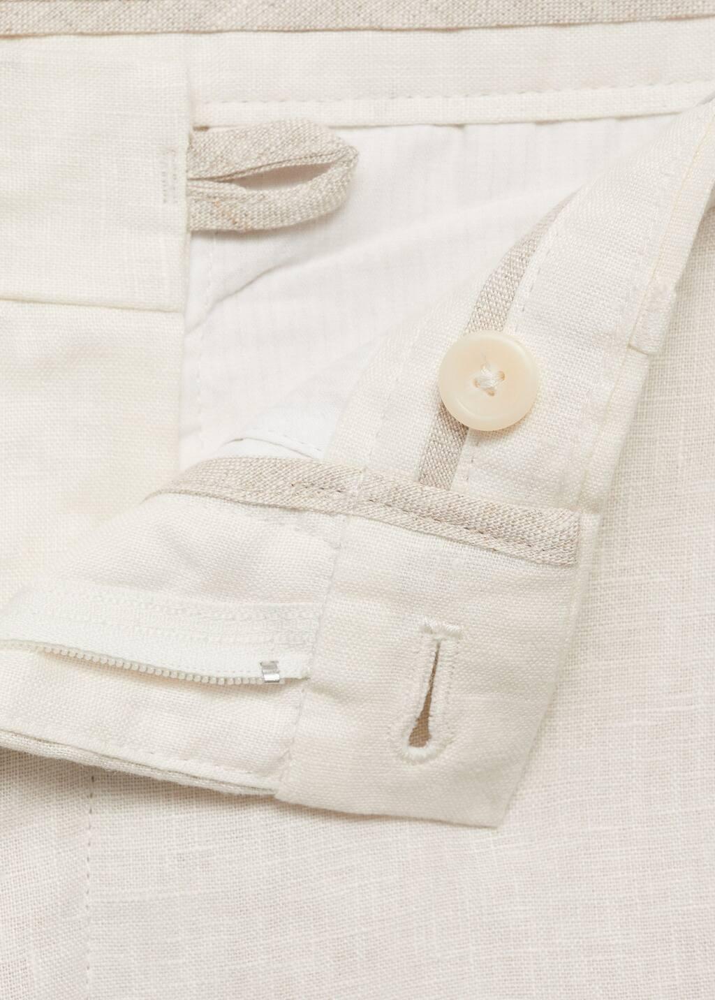 White Slim-Fit 100% Linen Trousers, , large image number 4