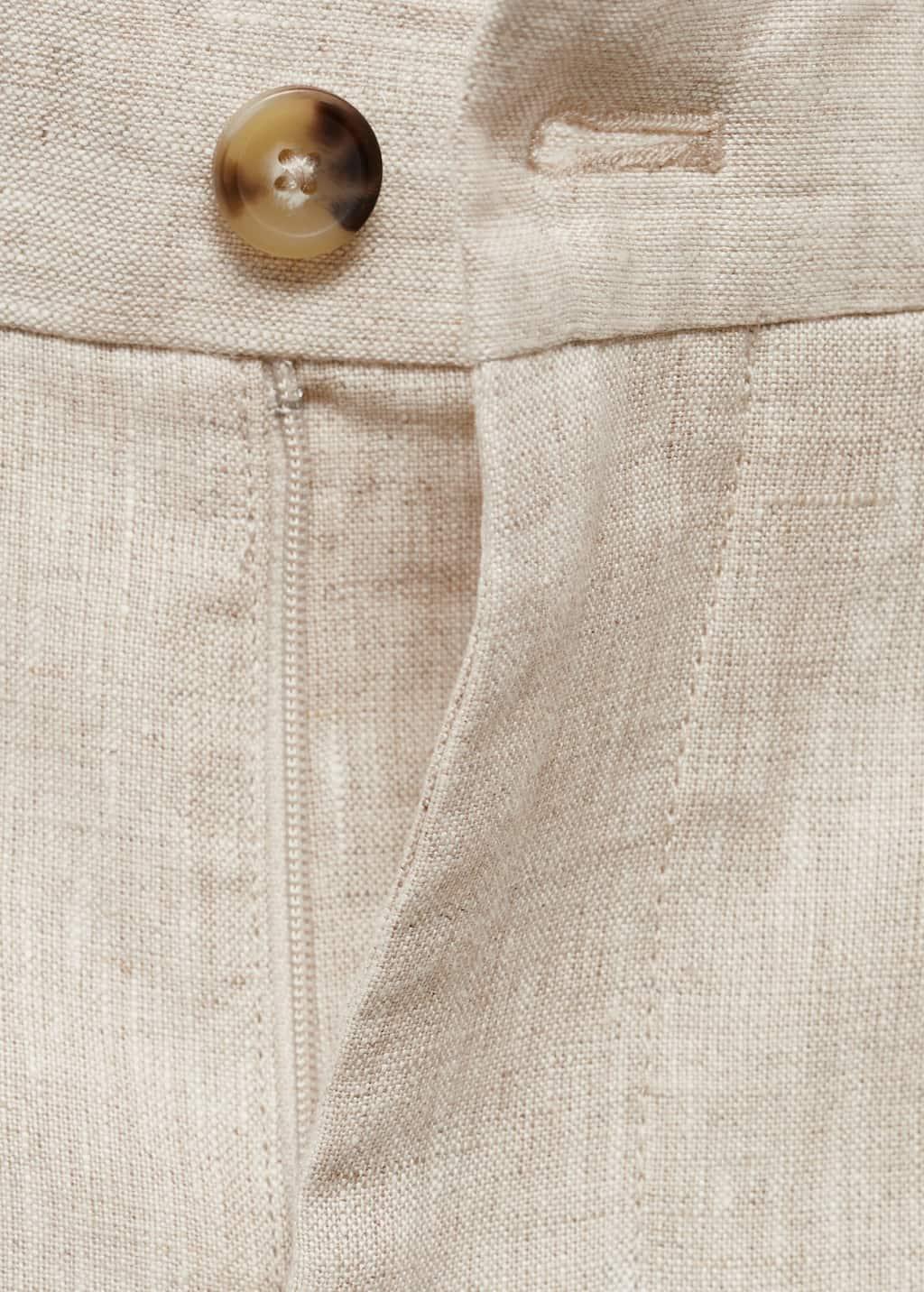 Beige Slim-Fit 100% Linen Trousers, , large image number 4