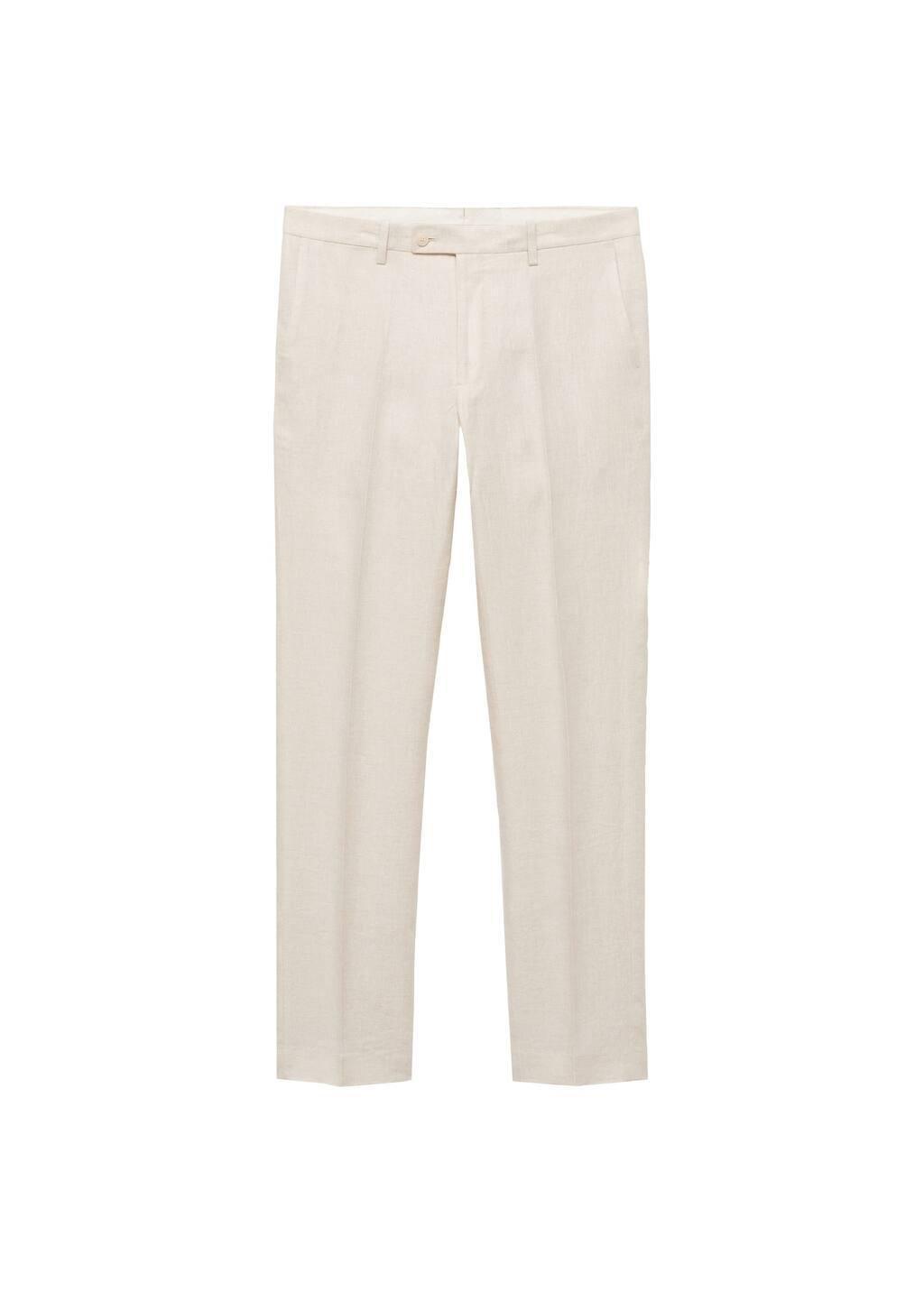 Beige Amalfi 100% Linen Slim Fit Suit Trousers, Light Beige, large image number 4