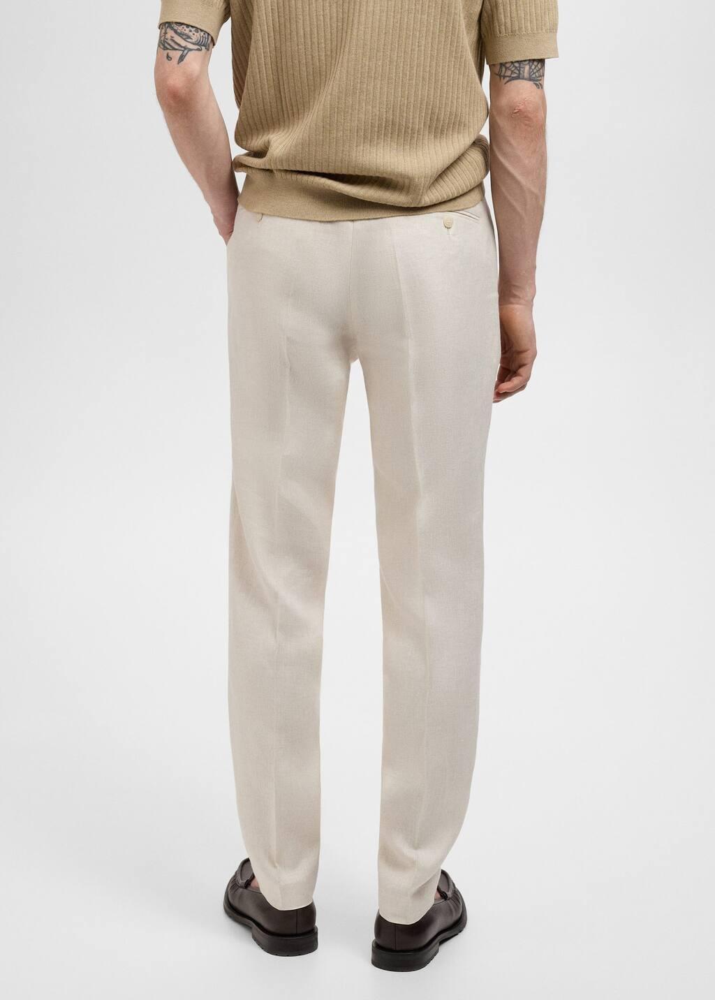 Beige Amalfi 100% Linen Slim Fit Suit Trousers, Light Beige, large image number 7