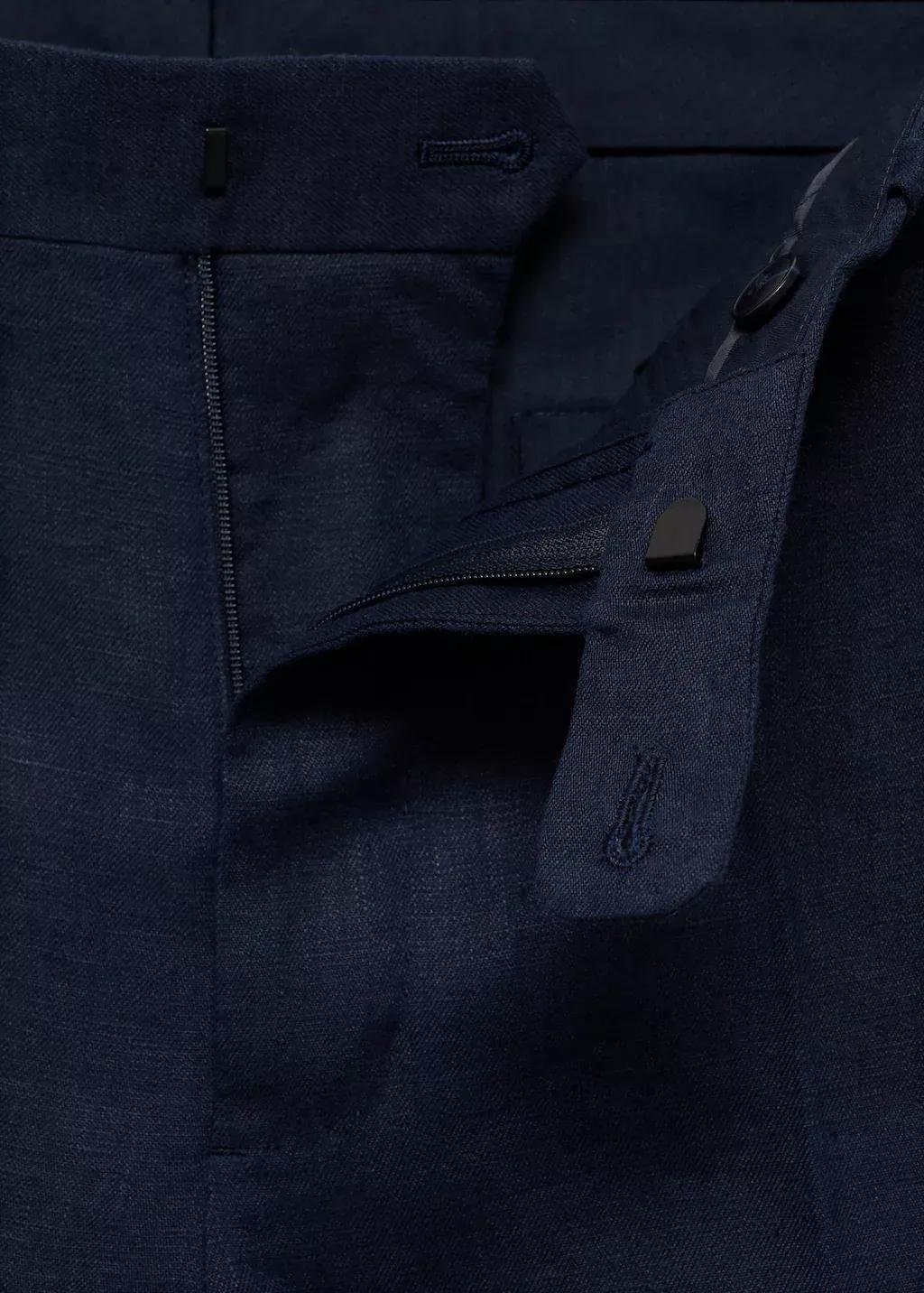Navy Amalfi 100% Linen Slim Fit Suit Trousers, , large image number 3