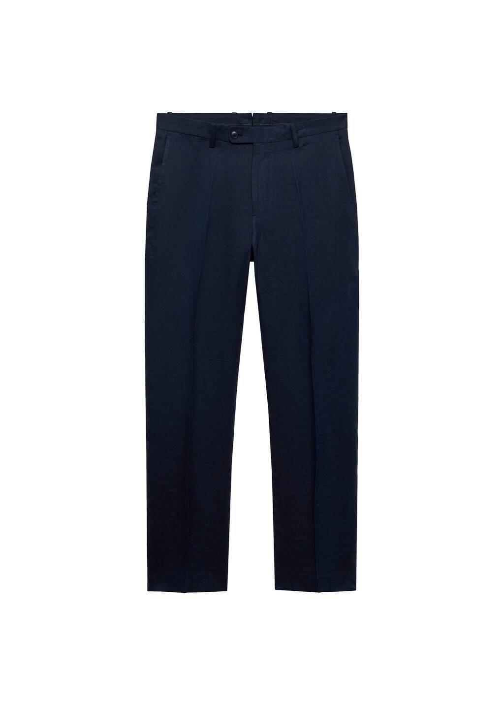 Navy Amalfi 100% Linen Slim Fit Suit Trousers, , large image number 4