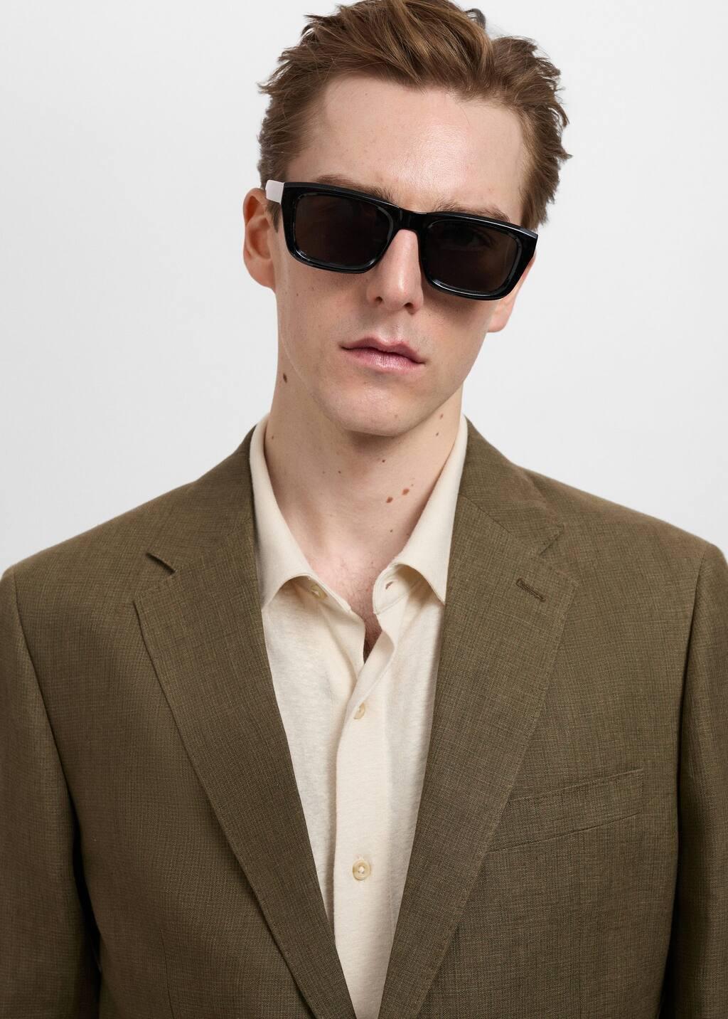 Khaki Slim Fit 100% Linen Suit Blazer, , large image number 1