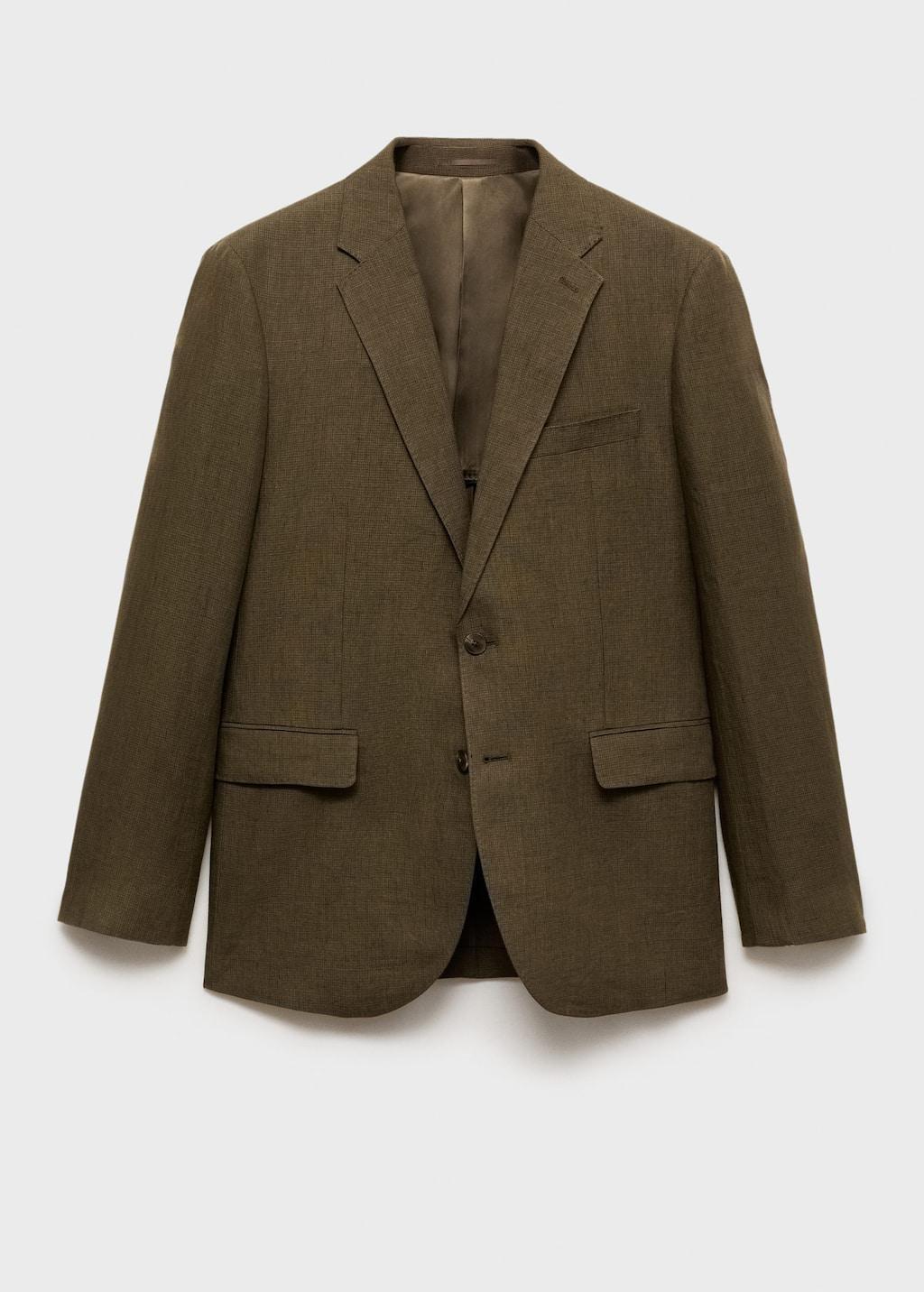 Khaki Slim Fit 100% Linen Suit Blazer, , large image number 3