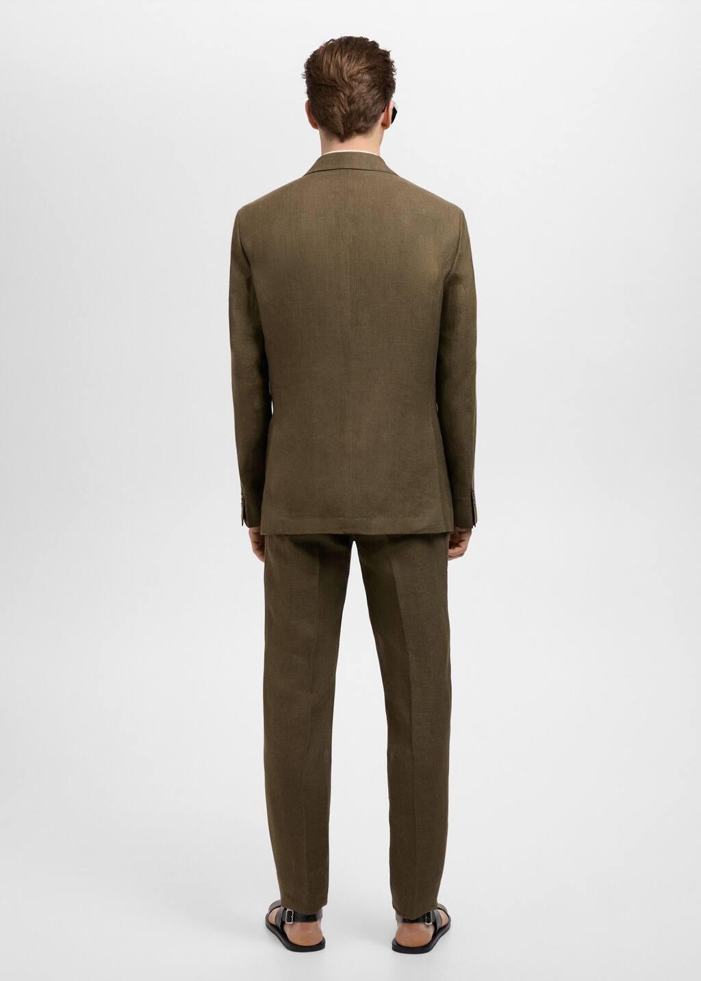 Khaki Slim Fit 100% Linen Suit Blazer, , large image number 7