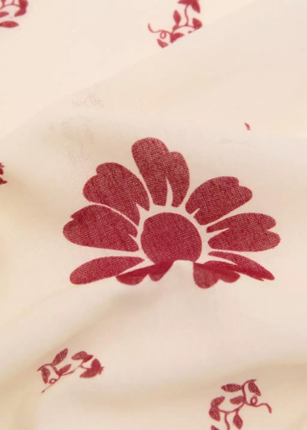 Red Floral-Print Cotton Scarf, 0201_70, large image number 1