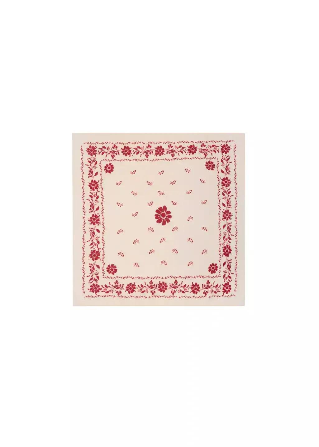 Red Floral-Print Cotton Scarf, 0201_70, large image number 2