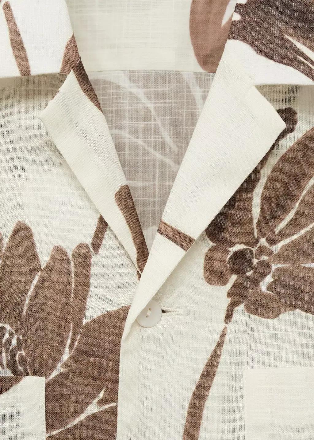 Brown Floral-Print Shirt With Bowling Collar, , large image number 4