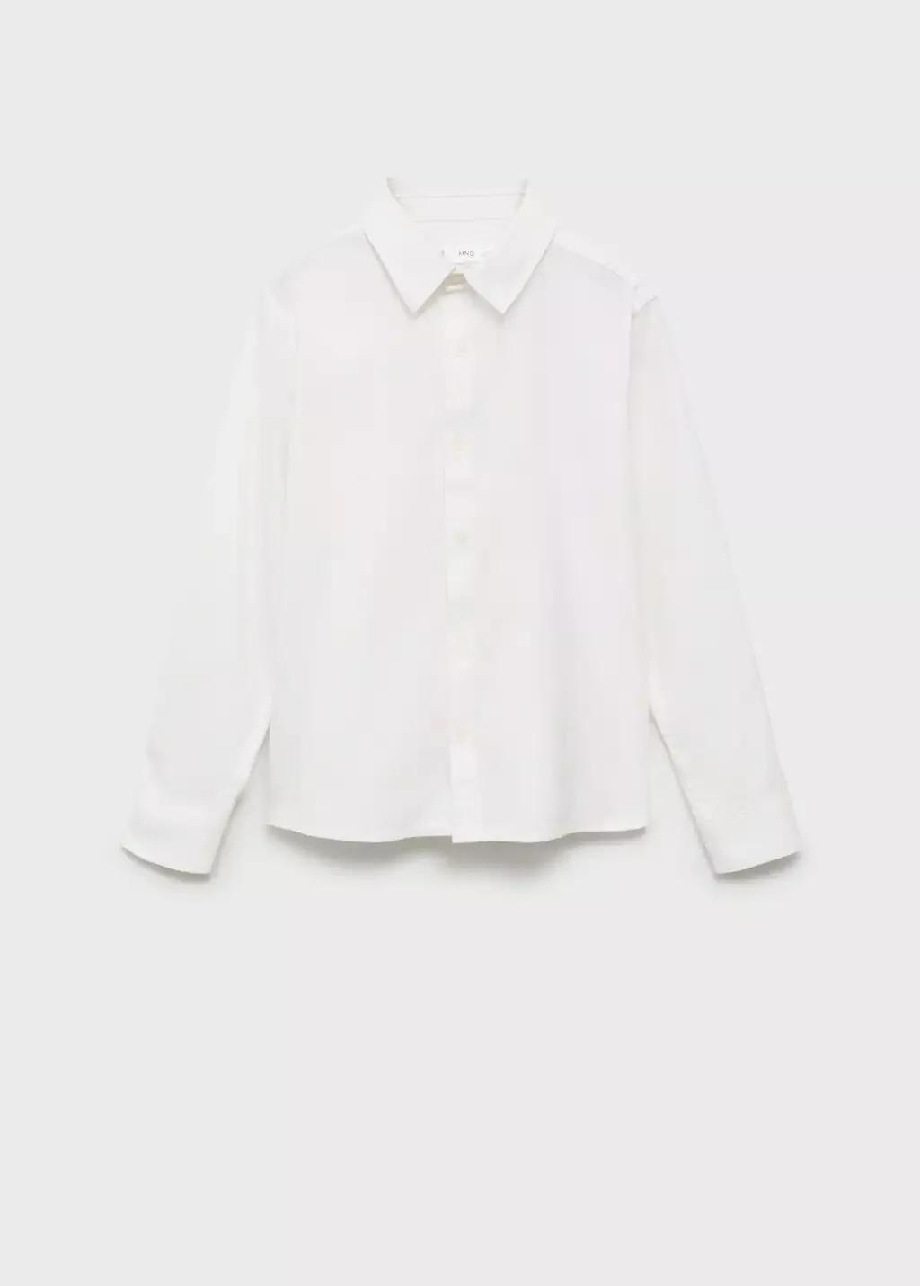 White Cotton And Linen Shirt, Kids Boy, , medium