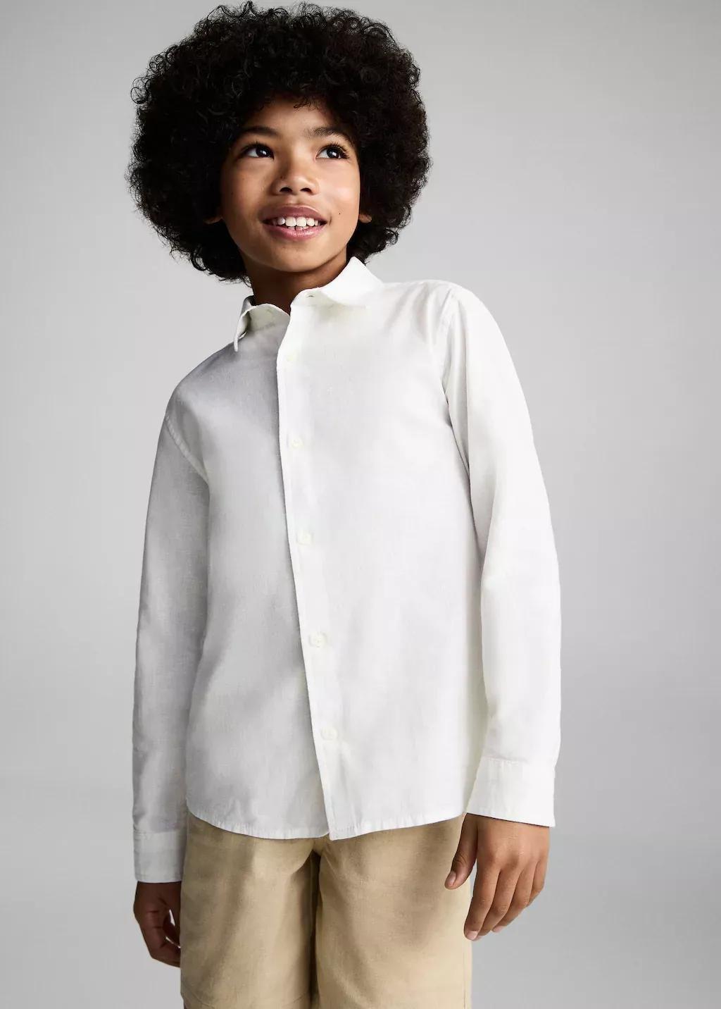 White Cotton And Linen Shirt, Kids Boy, , large image number 1