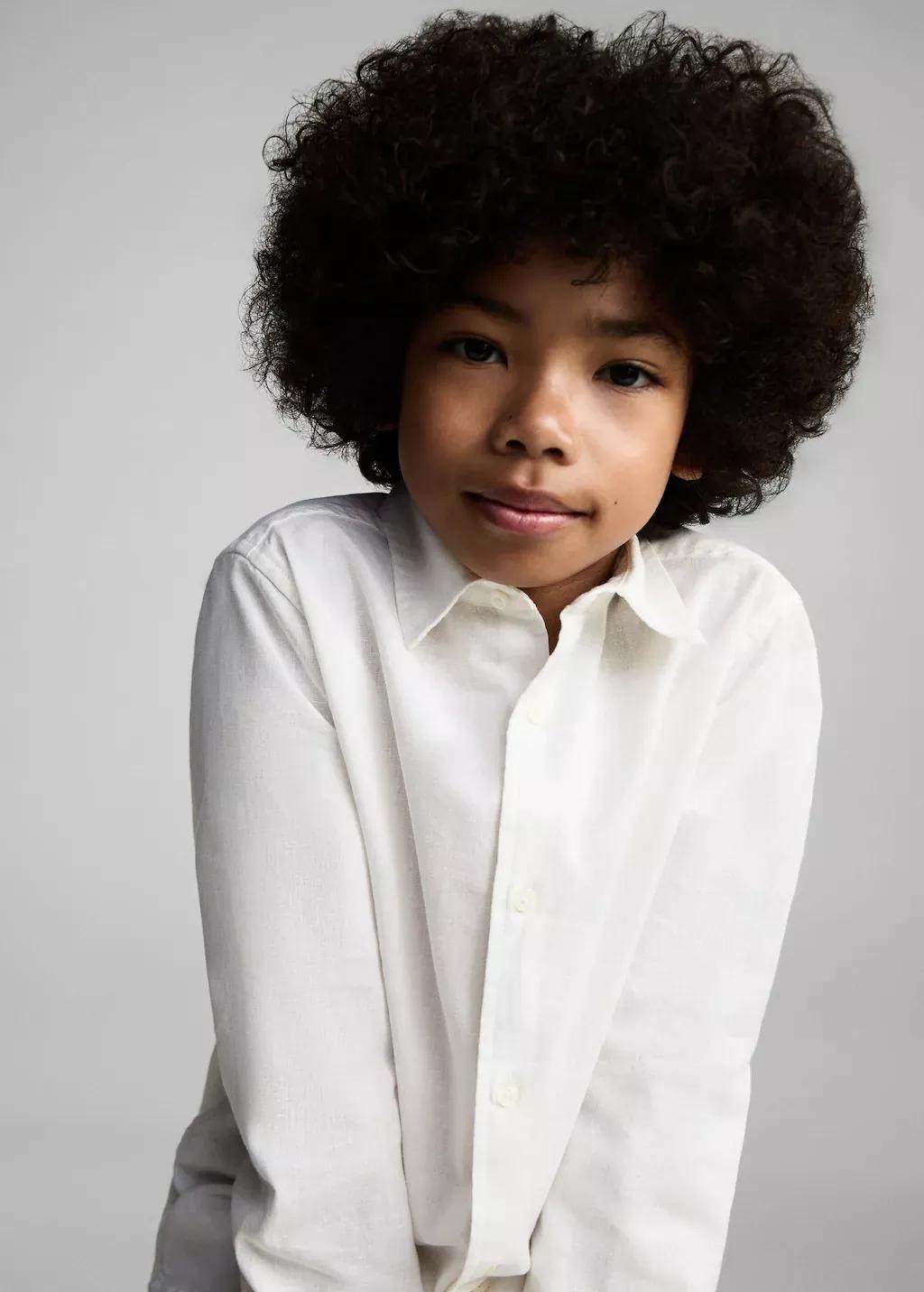 White Cotton And Linen Shirt, Kids Boy, , large image number 3