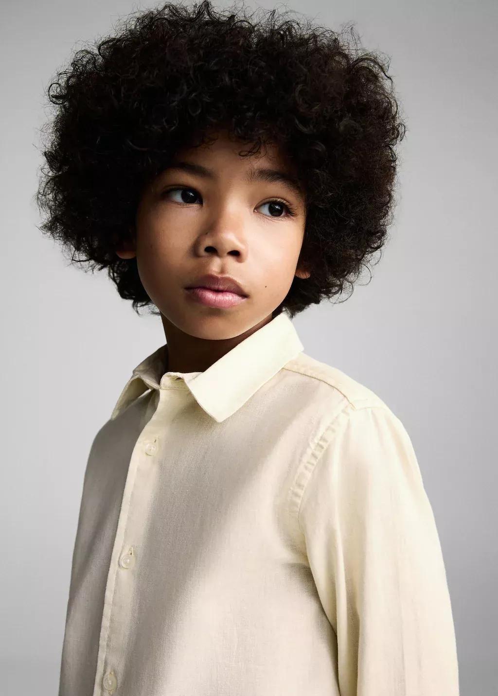 Yellow Cotton And Linen Shirt, Kids Boy, , large image number 3