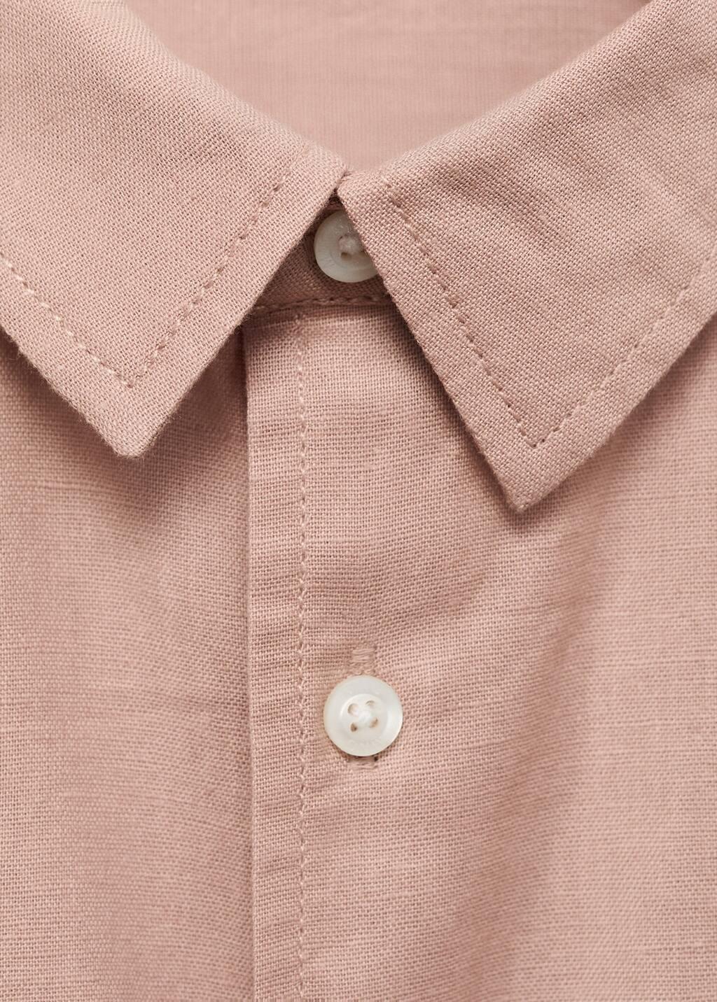 Pink Lt Pastel Cotton And Linen Shirt, Kids Boy, , large image number 6
