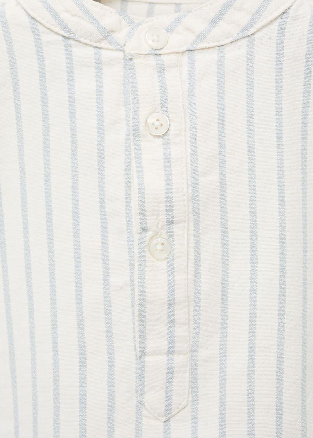 White Striped Mao Collar Shirt, Baby Boy, , large image number 5