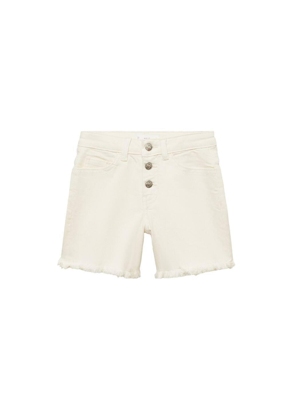 White Frayed Denim Shorts, Kids Girl, , medium