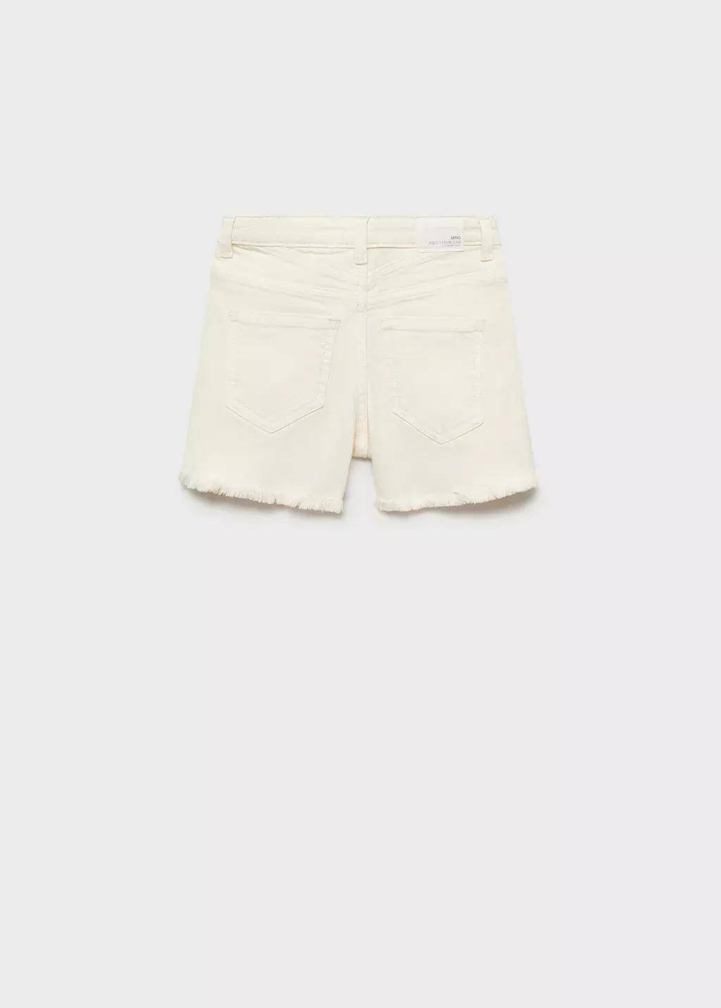 White Frayed Denim Shorts, Kids Girl, , large image number 2