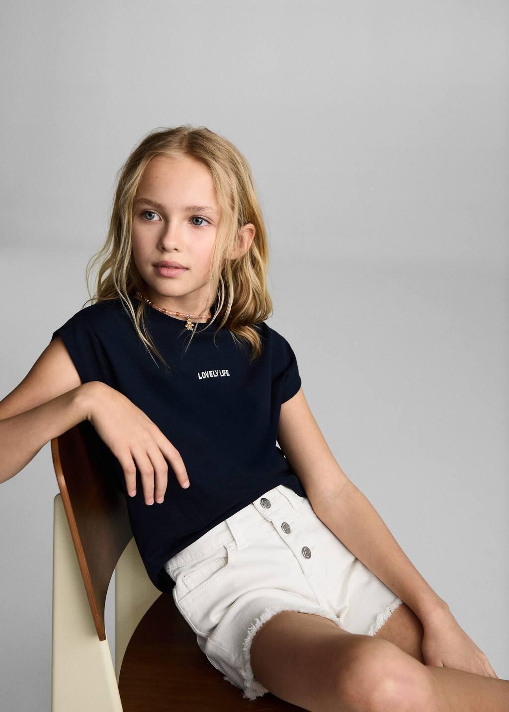 White Frayed Denim Shorts, Kids Girl, , large image number 3