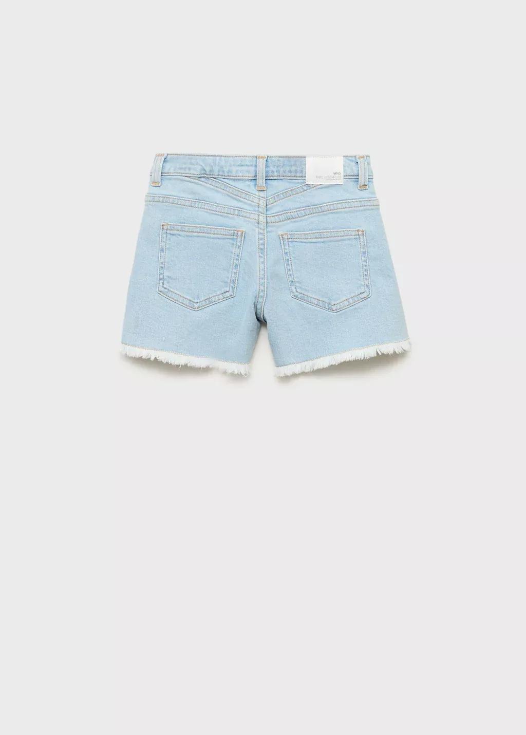 Blue Frayed Denim Shorts, Kids Girl, , large image number 2