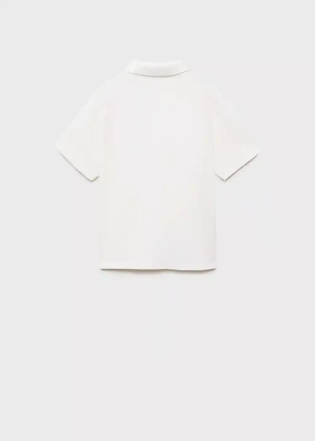 White Ribbed Cotton Polo Shirt, Kids Boy, , large image number 2