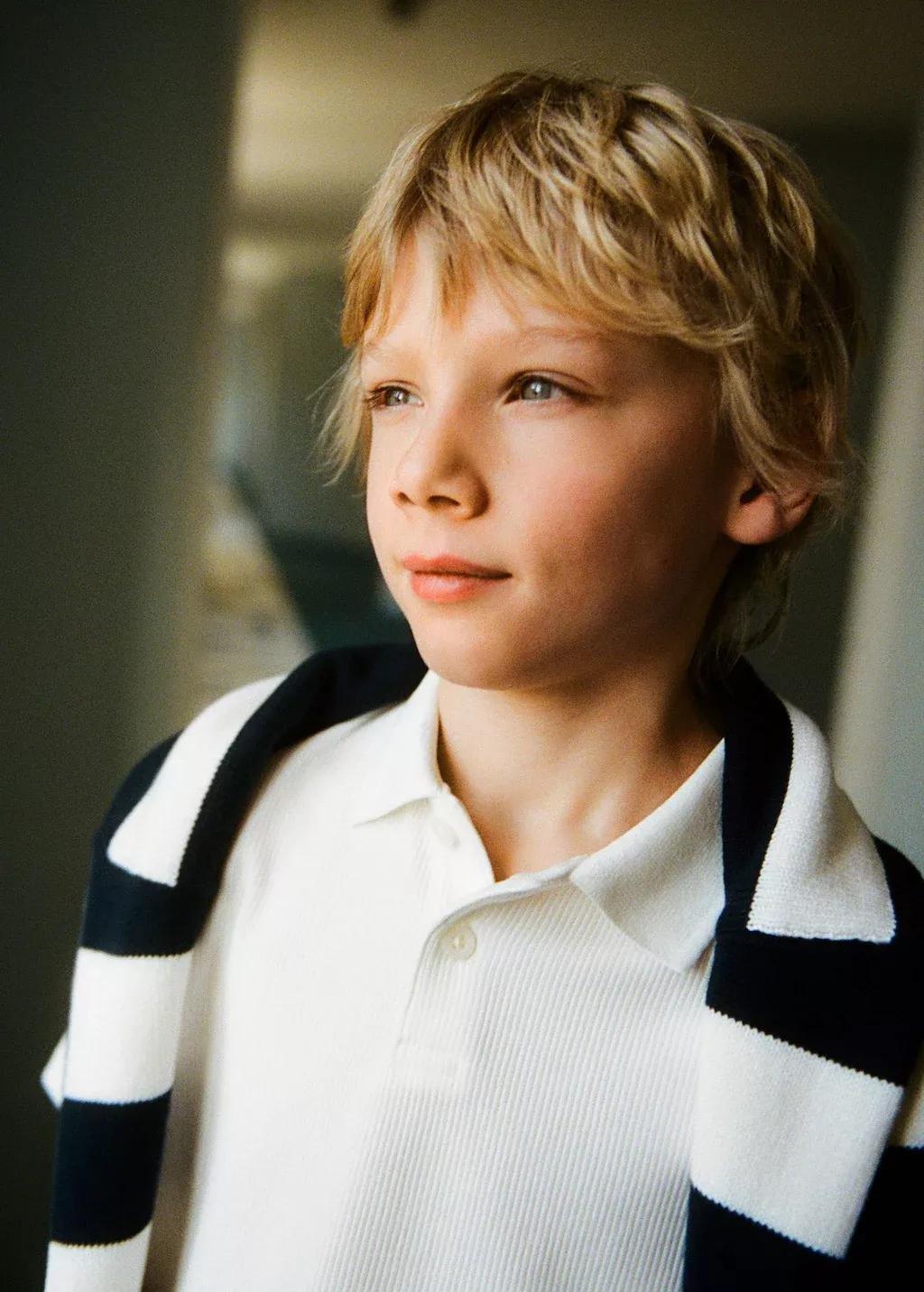 White Ribbed Cotton Polo Shirt, Kids Boy, , large image number 3