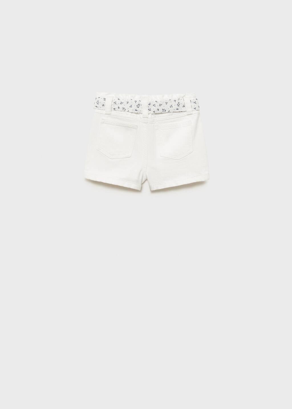 White Denim Shorts With Belt, Baby Girl, , large image number 2