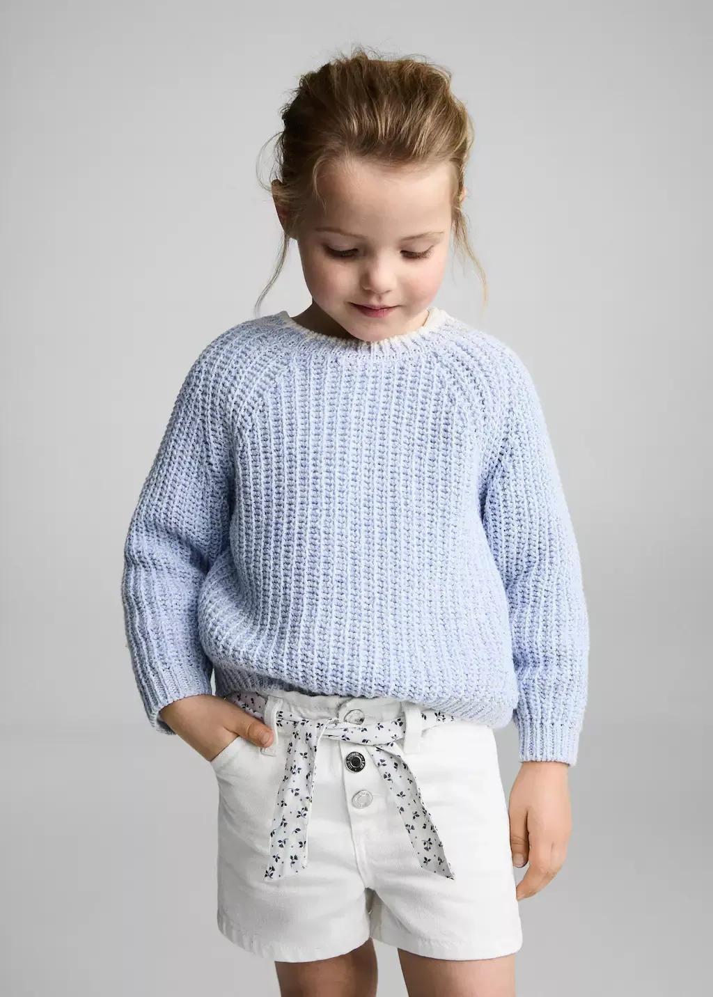 White Denim Shorts With Belt, Baby Girl, , large image number 3