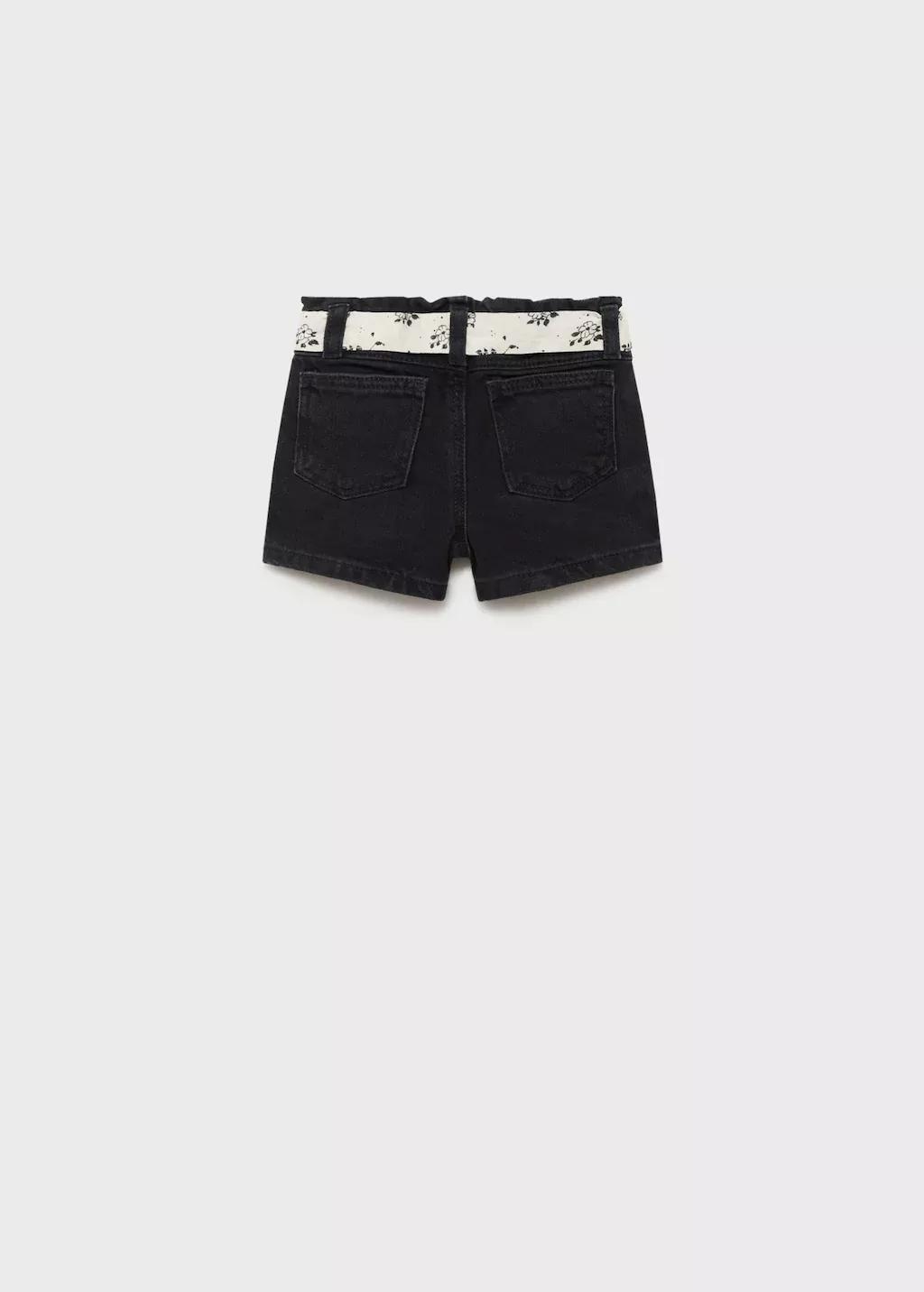 Grey Denim Shorts With Belt, Baby Girl, , large image number 2