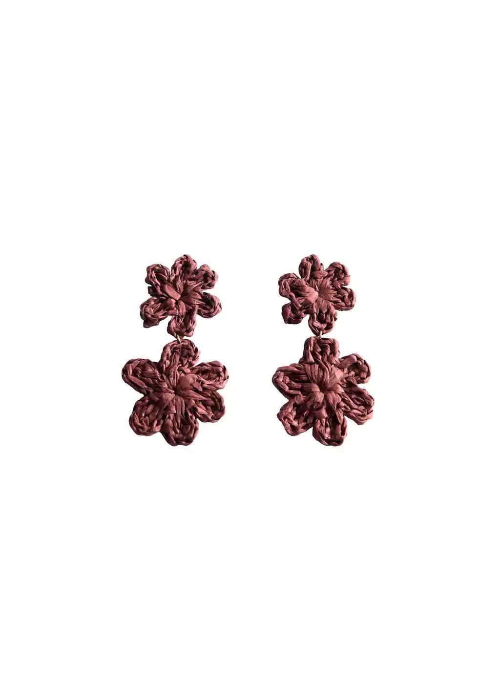 Burgundy Unisex Earrings, 0201_78, large image number 2