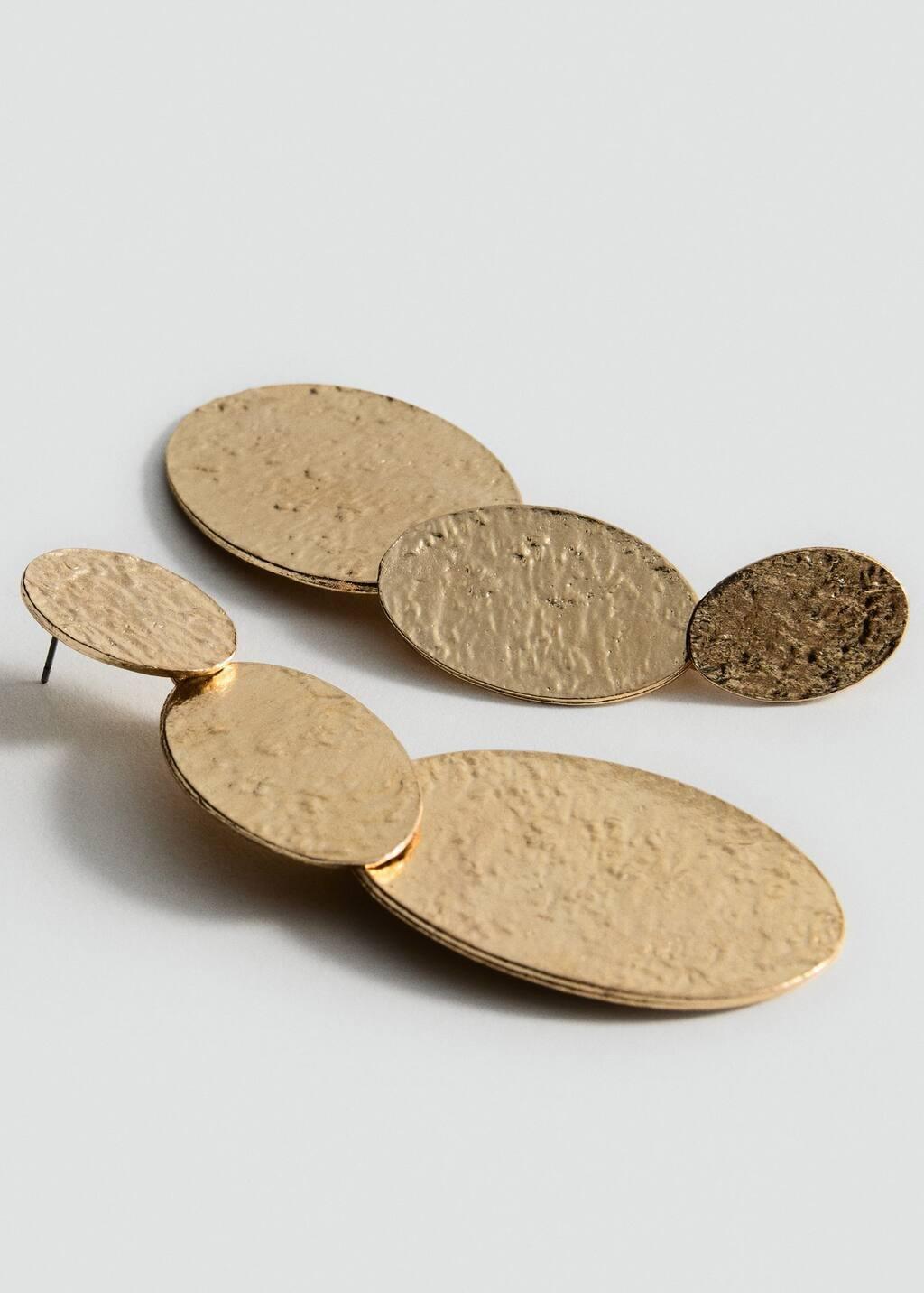 Gold Long Textured Earrings, , medium