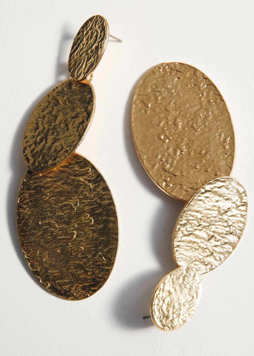 Gold Long Textured Earrings, 0201_OR, large image number 1