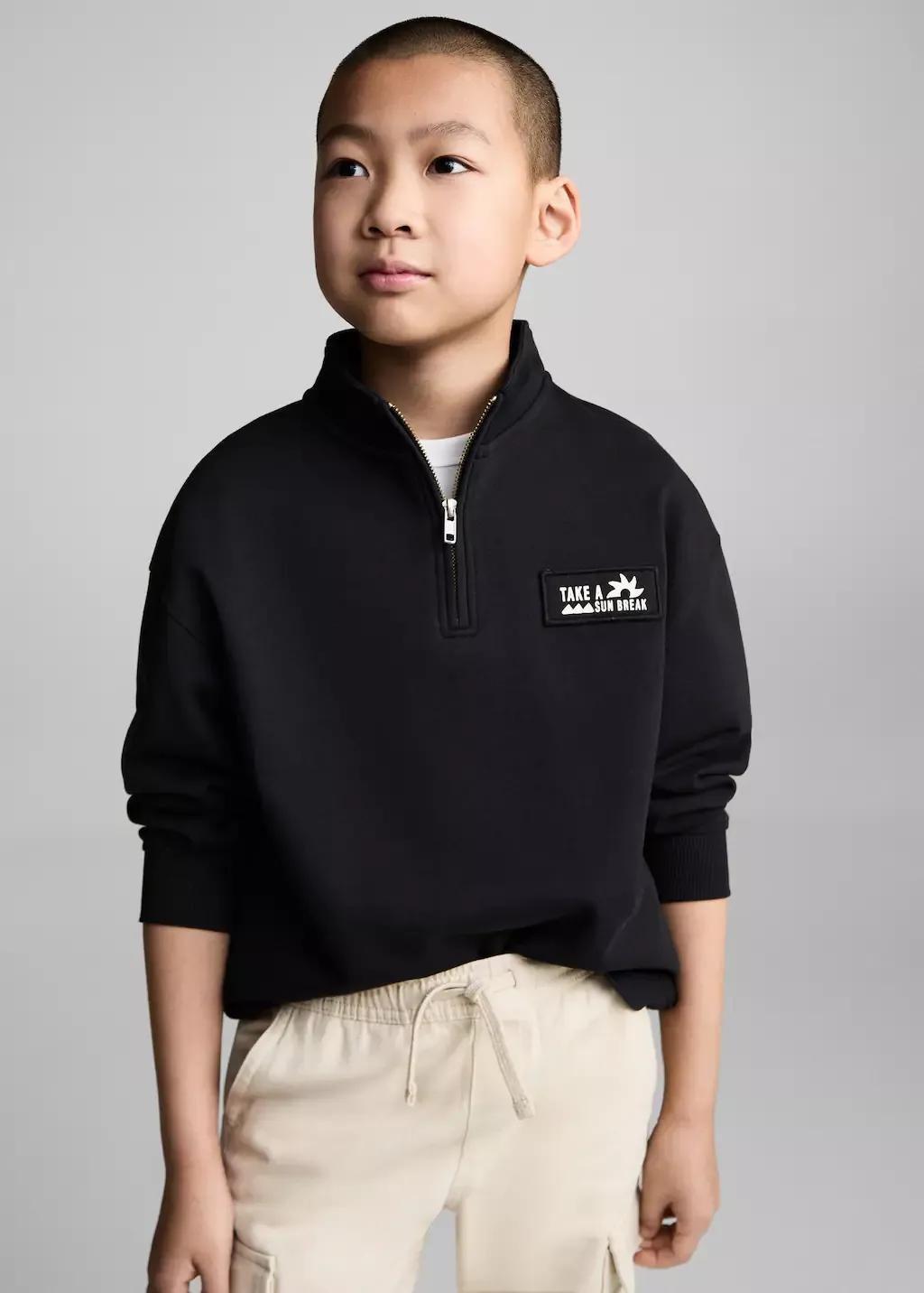 CHARCOAL Turtleneck sweatshirt with zip, Kids Boy, , large image number 1