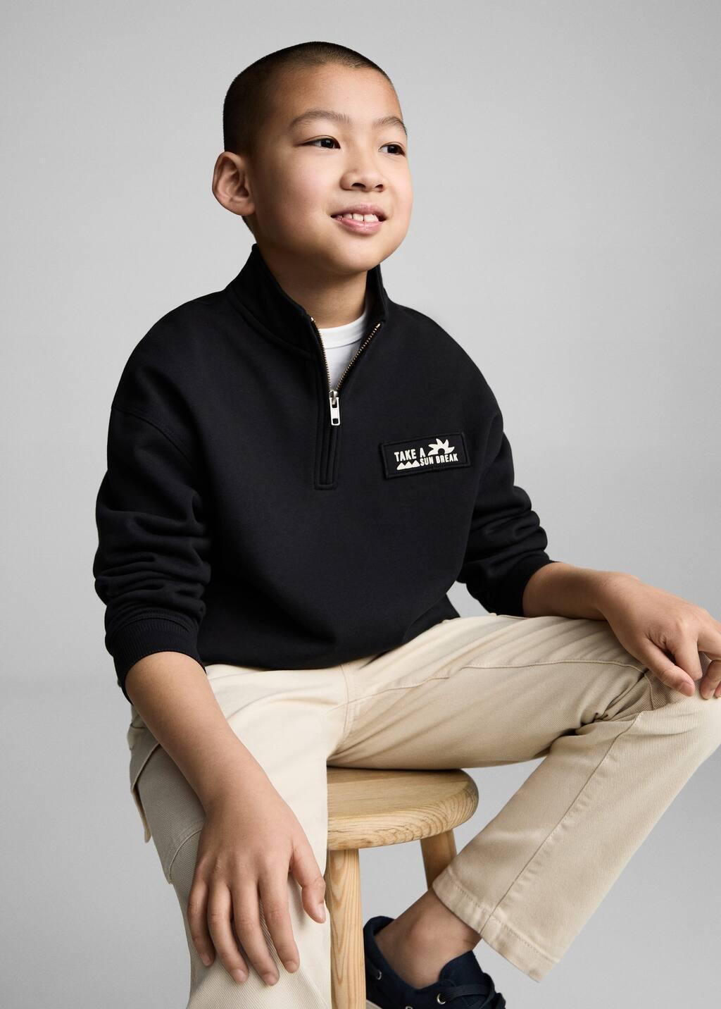 CHARCOAL Turtleneck sweatshirt with zip, Kids Boy, , large image number 5