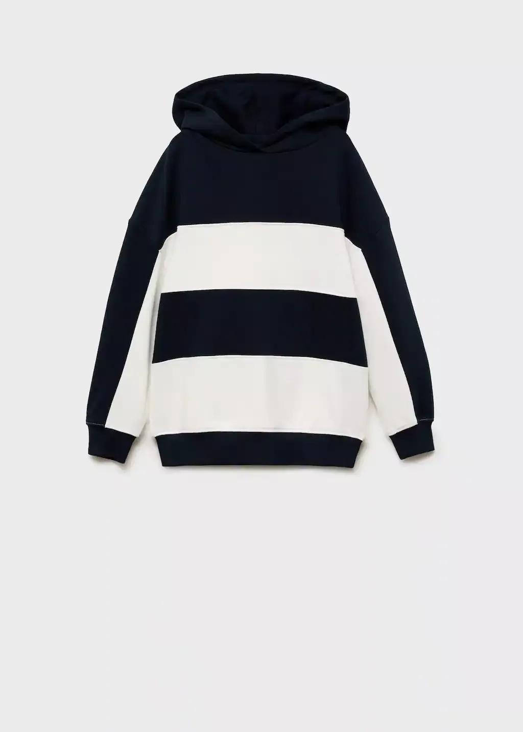 Navy Striped Hooded Sweatshirt, Kids Boy, Navy, large image number 3