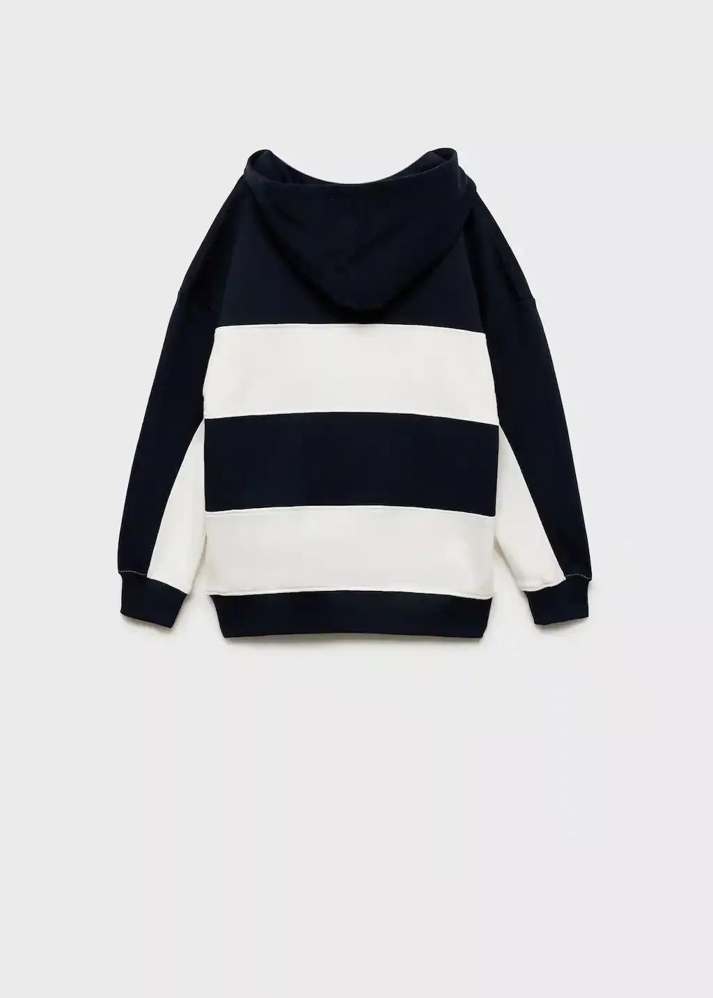 Navy Striped Hooded Sweatshirt, Kids Boy, Navy, large image number 4
