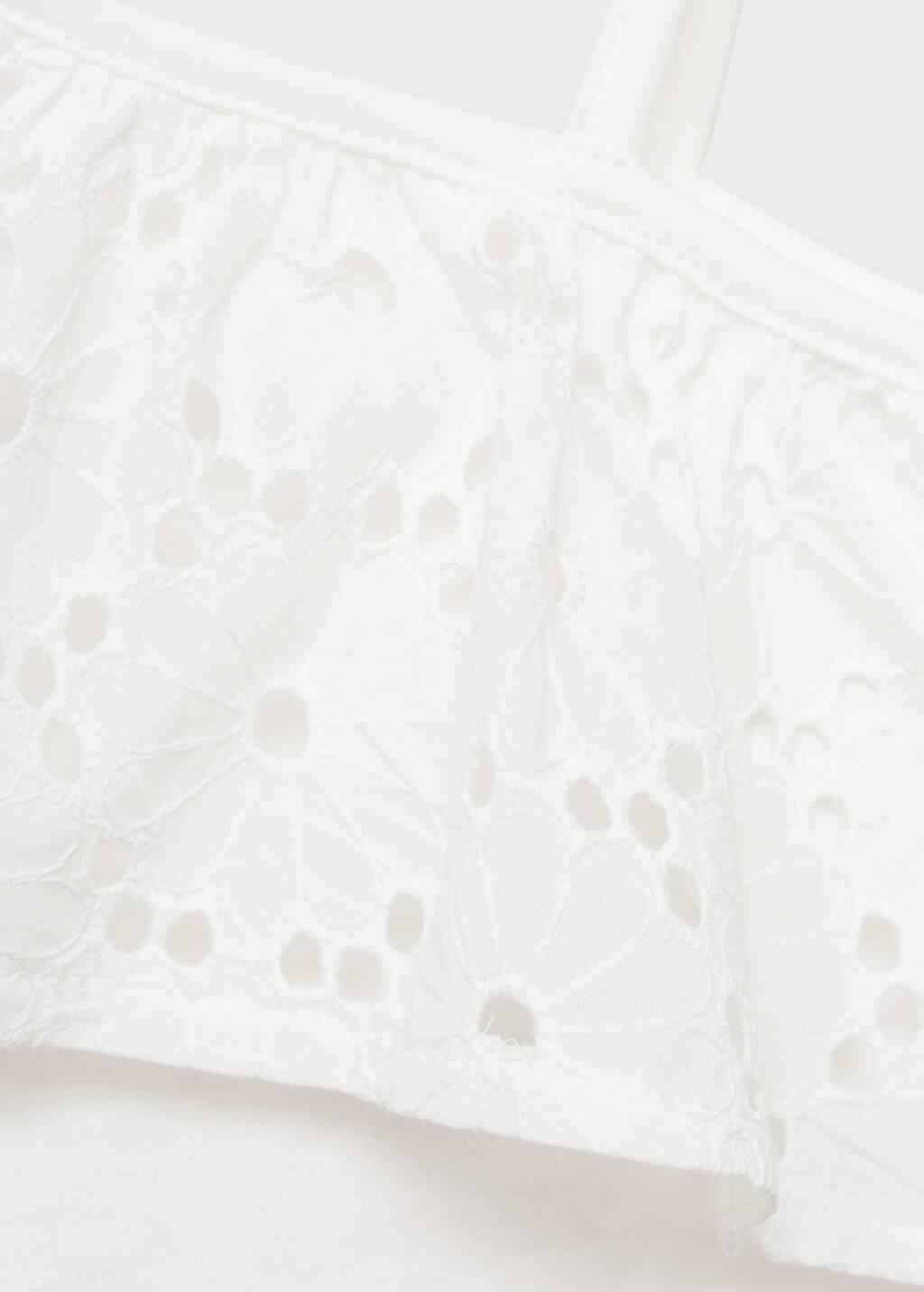 White Ruffled Asymmetric Cropped Top, Kids Girls, , large image number 3