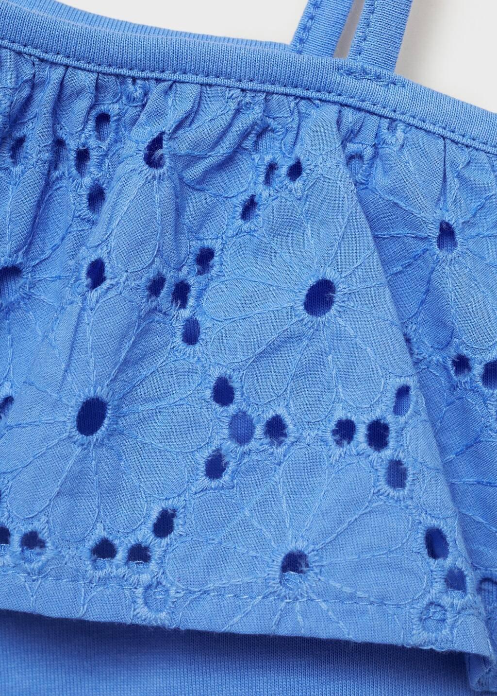 Blue Ruffled Asymmetric Cropped Top, Kids Girls, , large image number 2