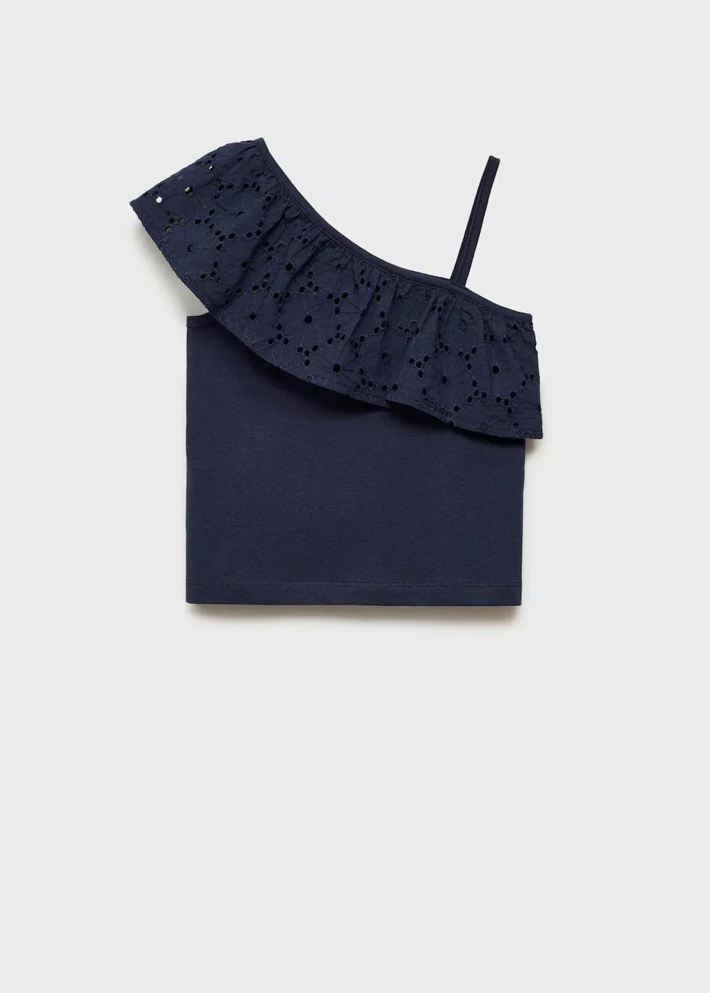 Navy Ruffled Asymmetric Shirt & Top, Kids Girls, , large image number 4