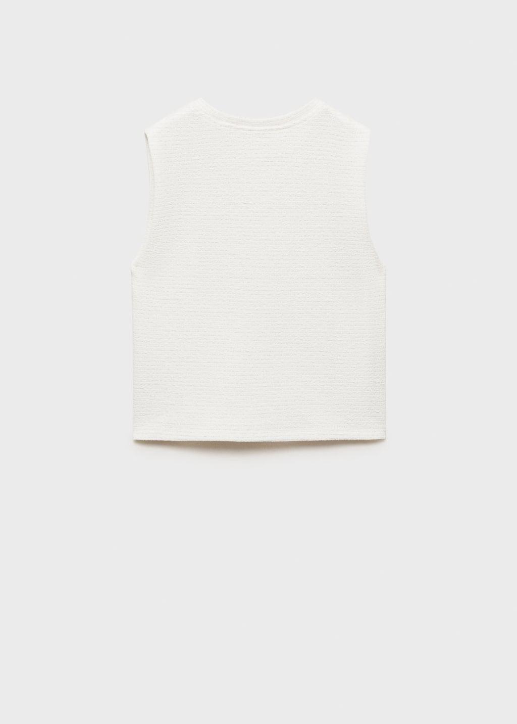 White Textured Cotton Crop Top, Kids Girls, , large image number 2